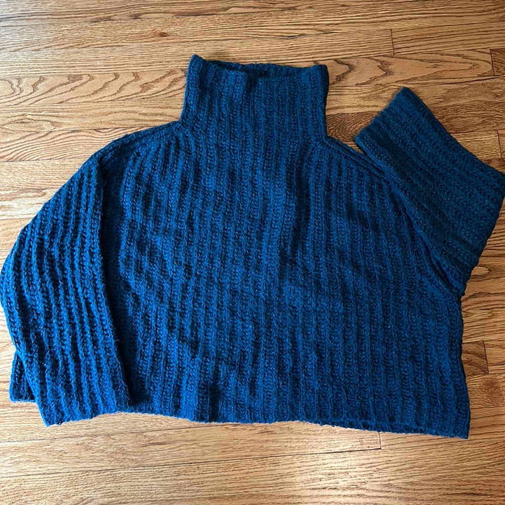 Free People Green Turtleneck Knit Sweater